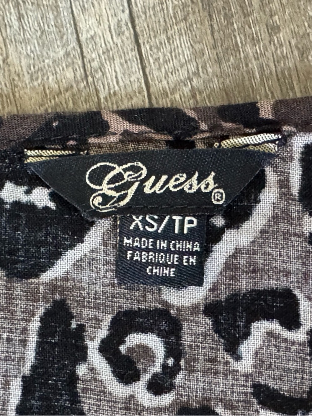 Guess Brown Leopard Print Open Shoulder Top with Black Ribbed Waist, NWOT, XS - Picture 2 of 5